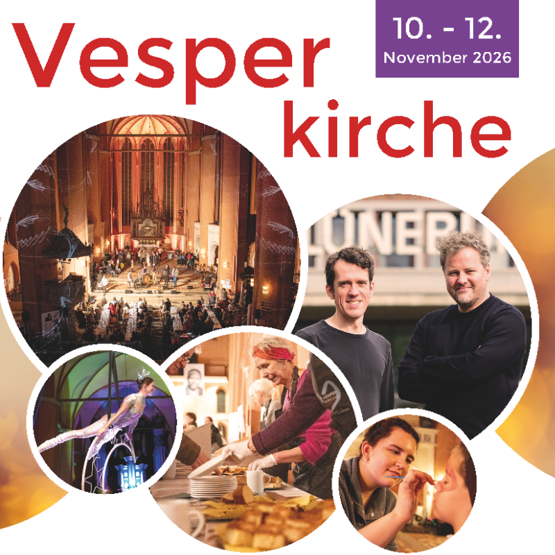 Die Vesperkirche vom 10. bis 12. November 2026 zeigt lebendige Gemeinschaftsaktivitäten und kulinarische Angebote.