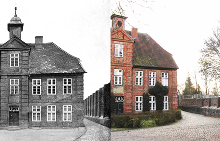 Foto von alter und neuer Mauer im Vergleich