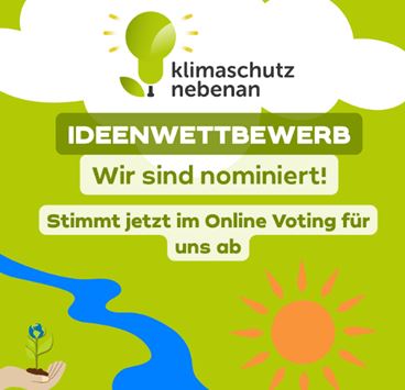 Flyer: Stimme für uns ab beim Ideenwettbewerb bei nebenan.de