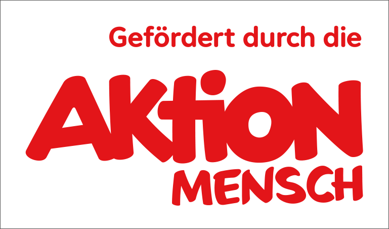 Das Logo von Aktion Mensch ist in leuchtendem Rot gehalten und betont die Förderung von sozialen Projekten.
